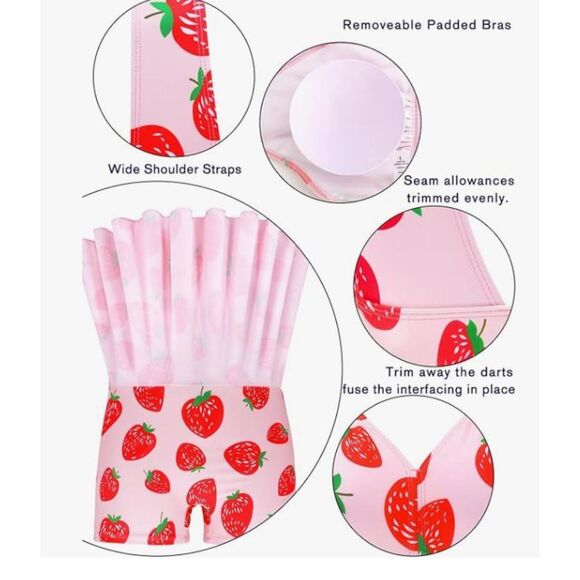 Aontus Swim Dress 4XL Pink Strawberry Print Adjustable 82 Nylon 18 Spandex NWT - Picture 5 of 8